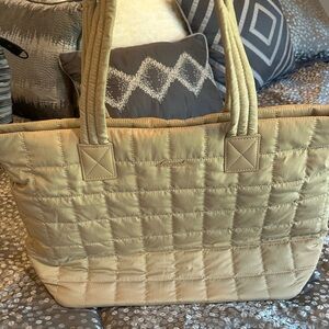 Quilted Beige Tote laptop work Bag